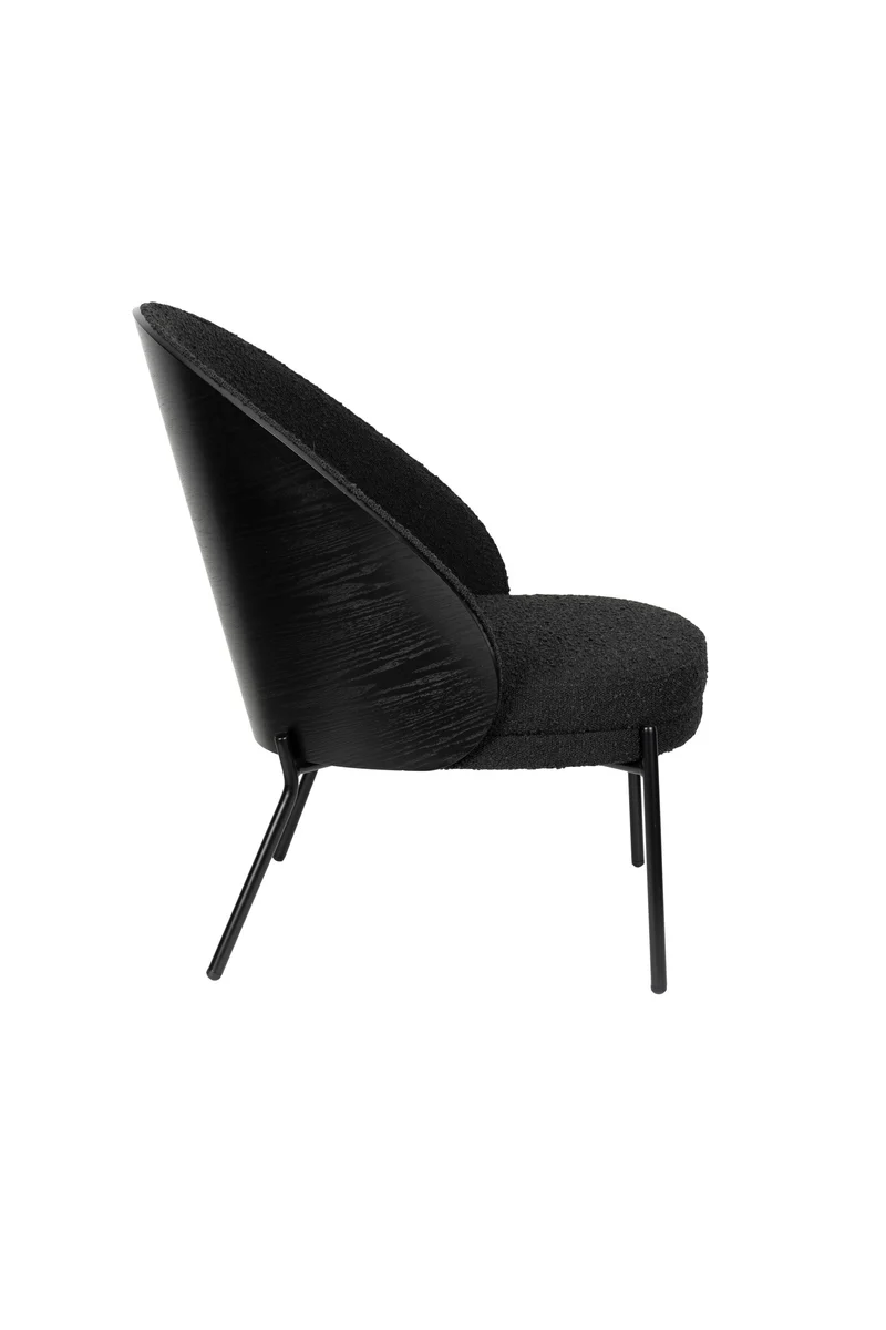 Dutchbone Loungesessel Rodin Bouclé – Schwarz, 72 × 77,5 × 82 cm