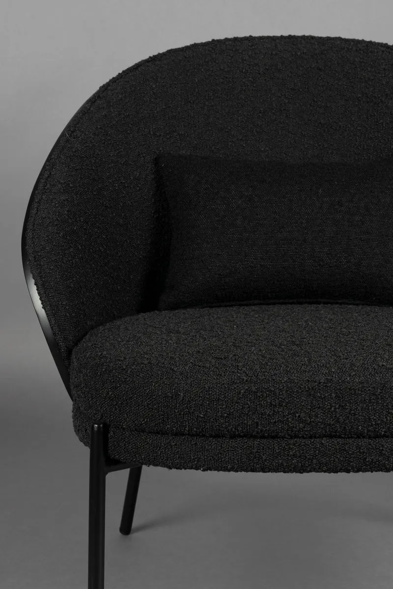 Dutchbone Loungesessel Rodin Bouclé – Schwarz, 72 × 77,5 × 82 cm