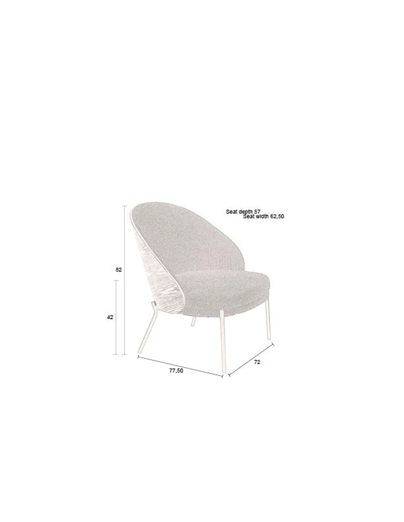 Dutchbone Loungesessel Rodin Bouclé – Schwarz, 72 × 77,5 × 82 cm