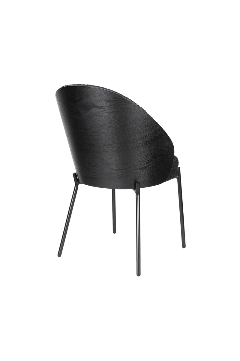 Dutchbone Stuhl Rodin Bouclé – Schwarz, 56 × 55 × 85 cm, 2er-Set