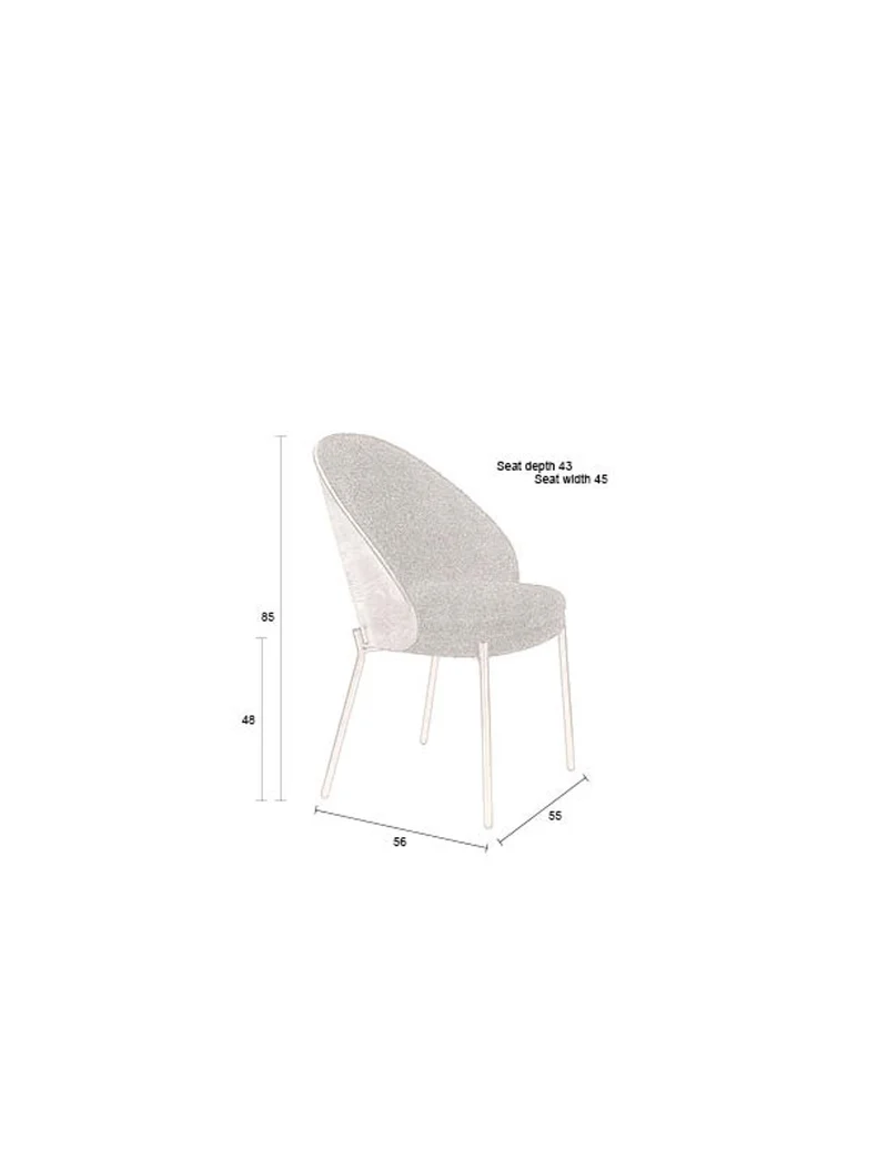 Dutchbone Stuhl Rodin Bouclé – Schwarz, 56 × 55 × 85 cm, 2er-Set