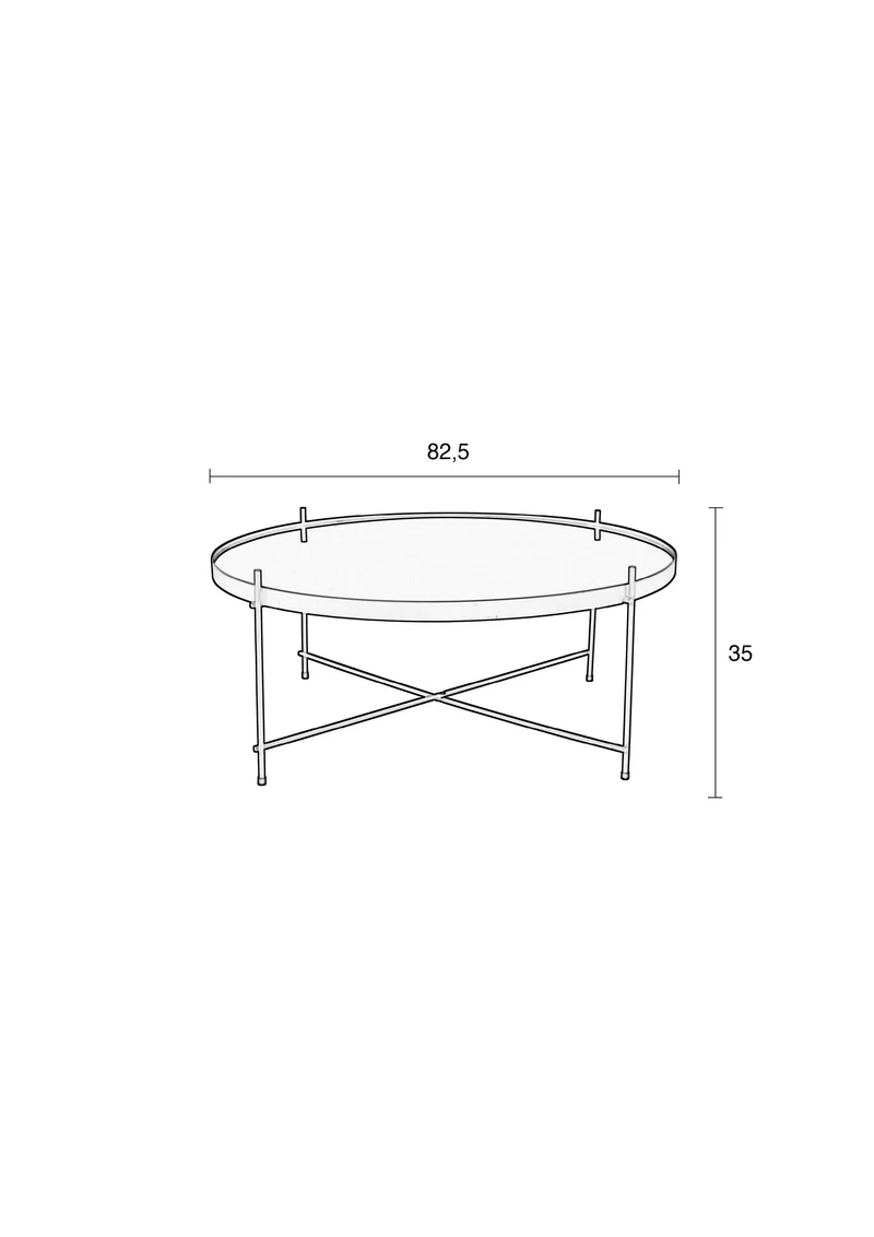 Zuiver Beistelltisch Cupid Xxl – Schwarz, Glas, 82,5 × 82,5 × 35 cm