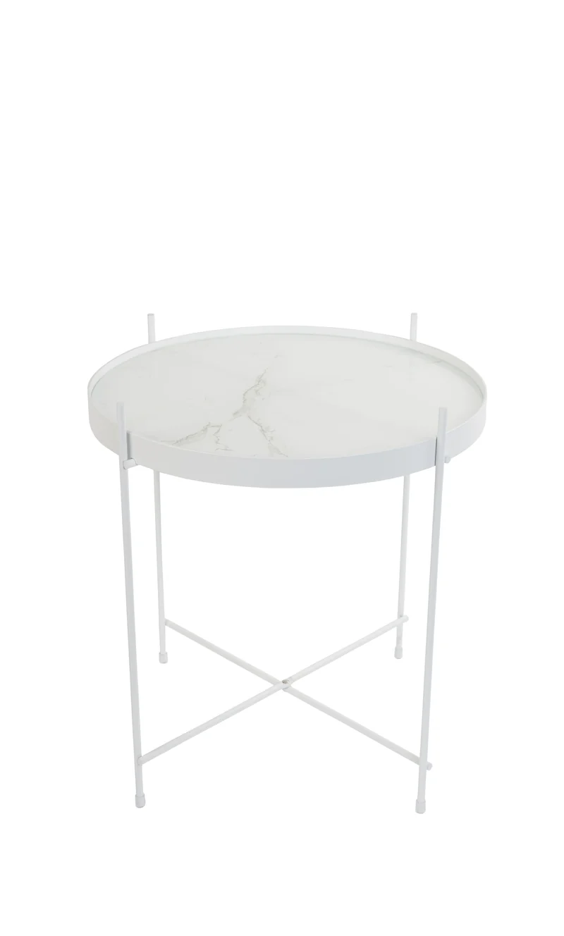 Zuiver Beistelltisch Cupid Marble – Weiß, Glas, 43 × 43 × 45 cm