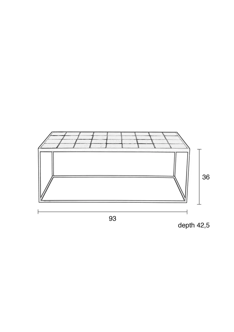 Zuiver Couchtisch Glazed – Weiß, Keramik, 93 × 42,5 × 35,5 cm