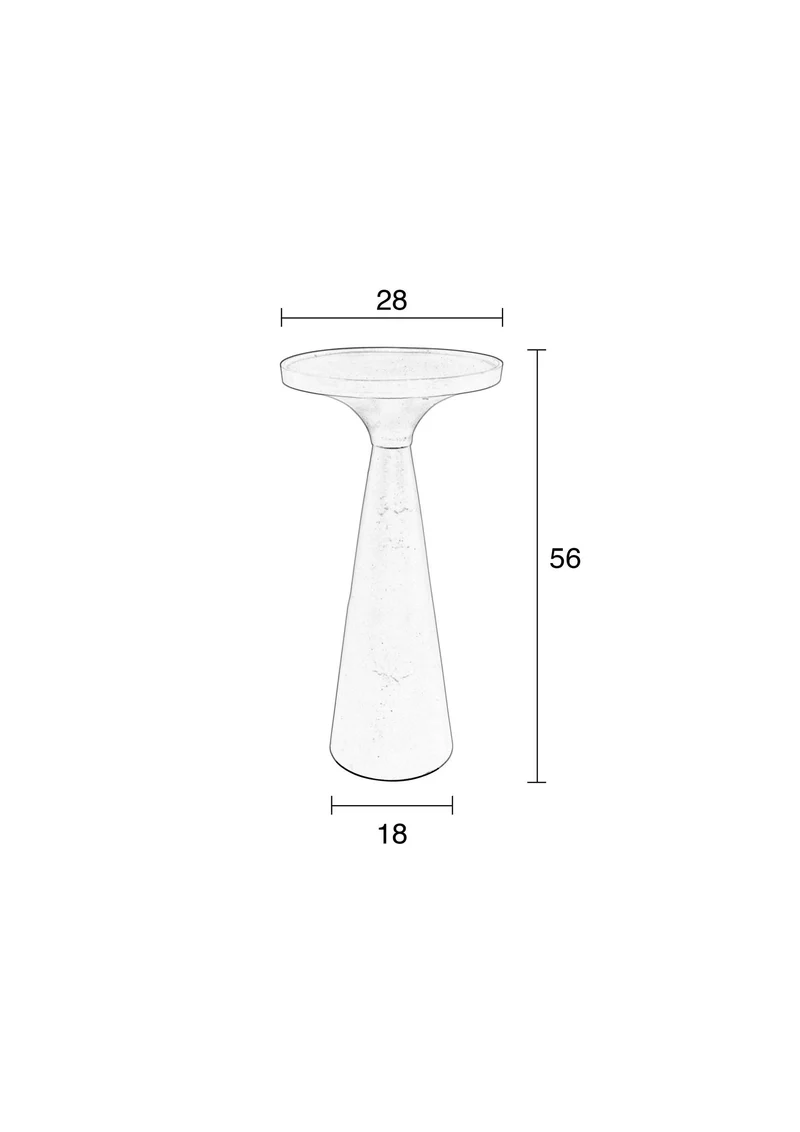 Zuiver Beistelltisch Floss – Weiß, Aluminium, 28 × 28 × 56 cm