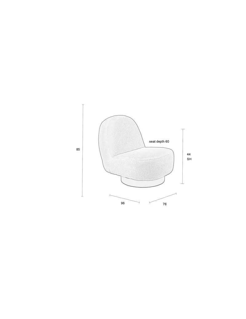 Zuiver Loungesessel Eden – Moos, Stoff, 96 × 78 × 85 cm