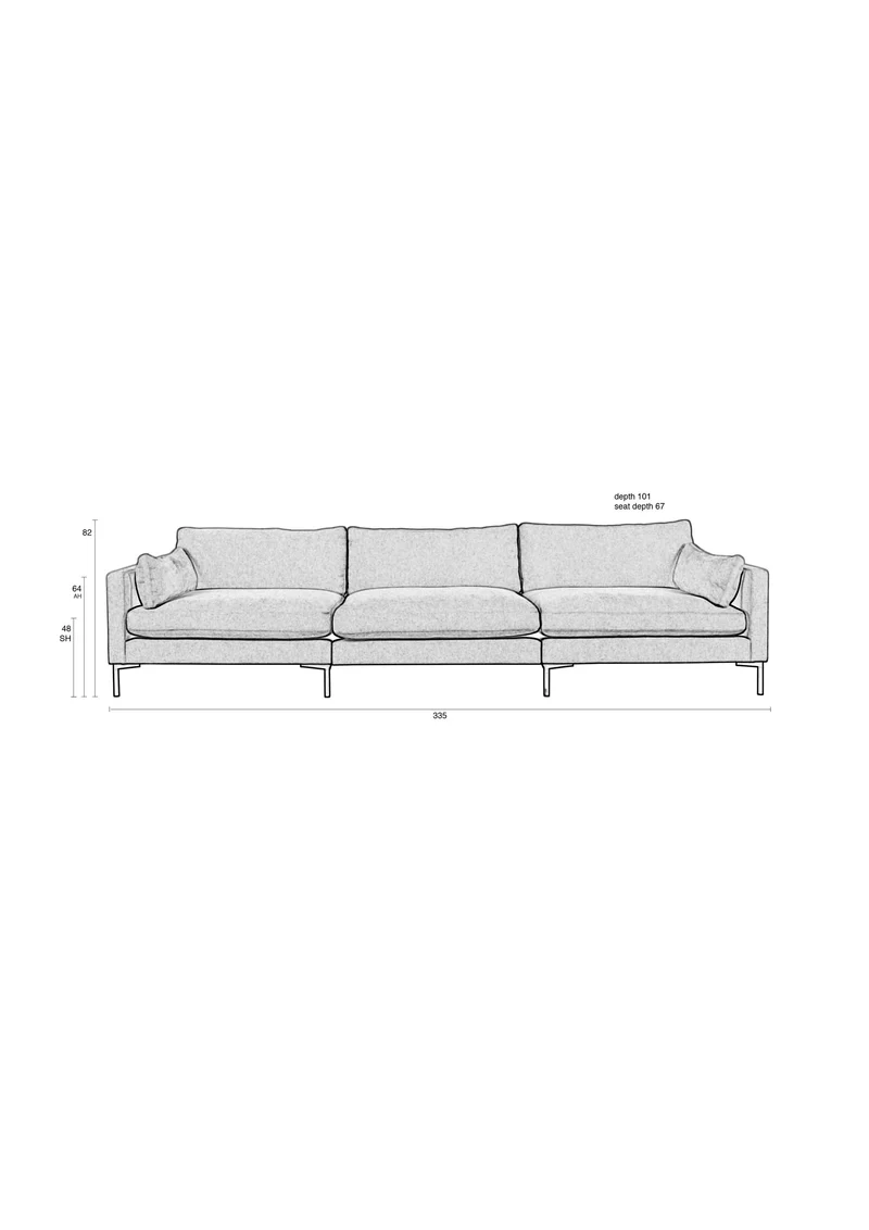 Zuiver Sofa Summer 4,5-Sitzer Latte – Stoff, 101 × 335 × 82 cm