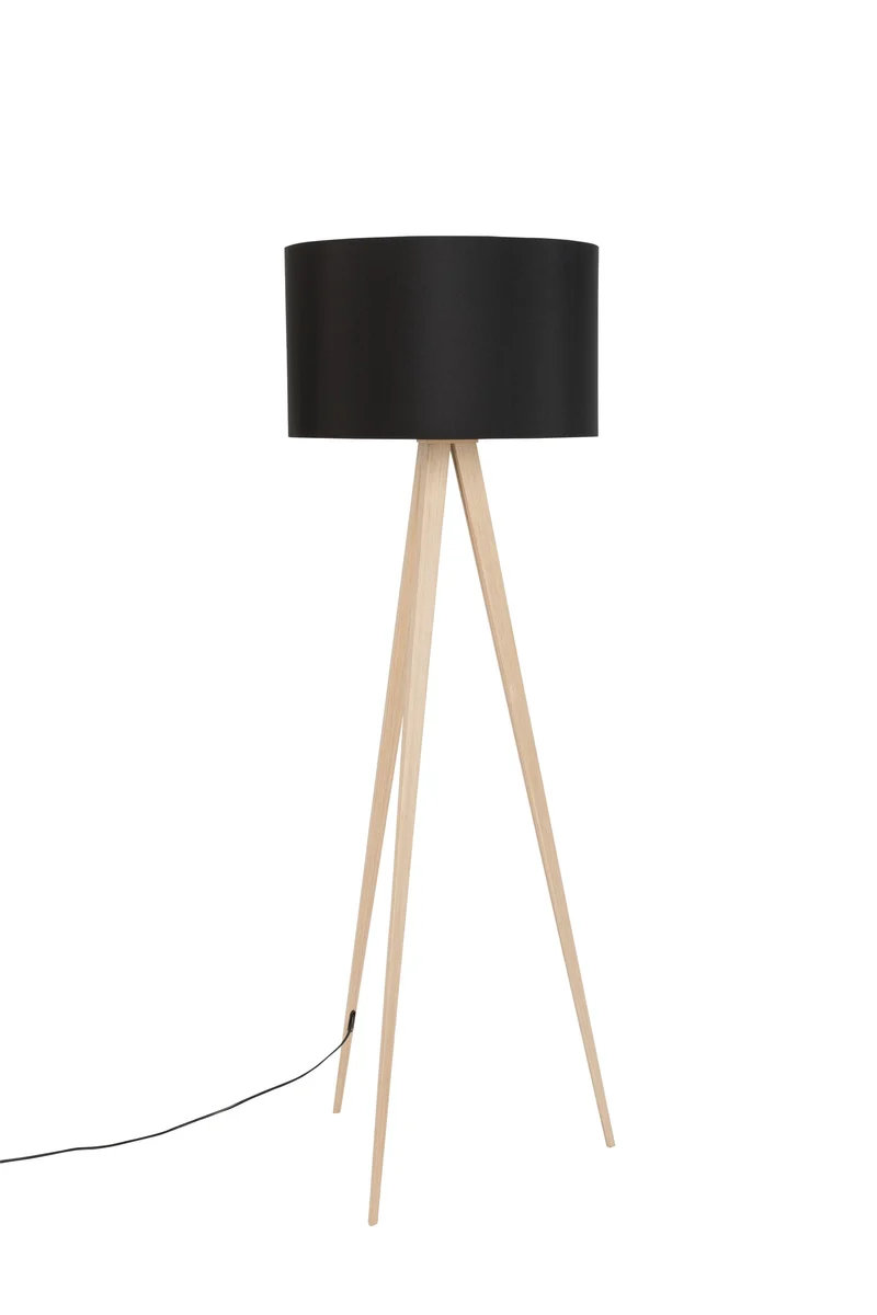 Zuiver Stehleuchte Tripod Wood – Schwarz, Metall, 50 × 50 × 151 cm