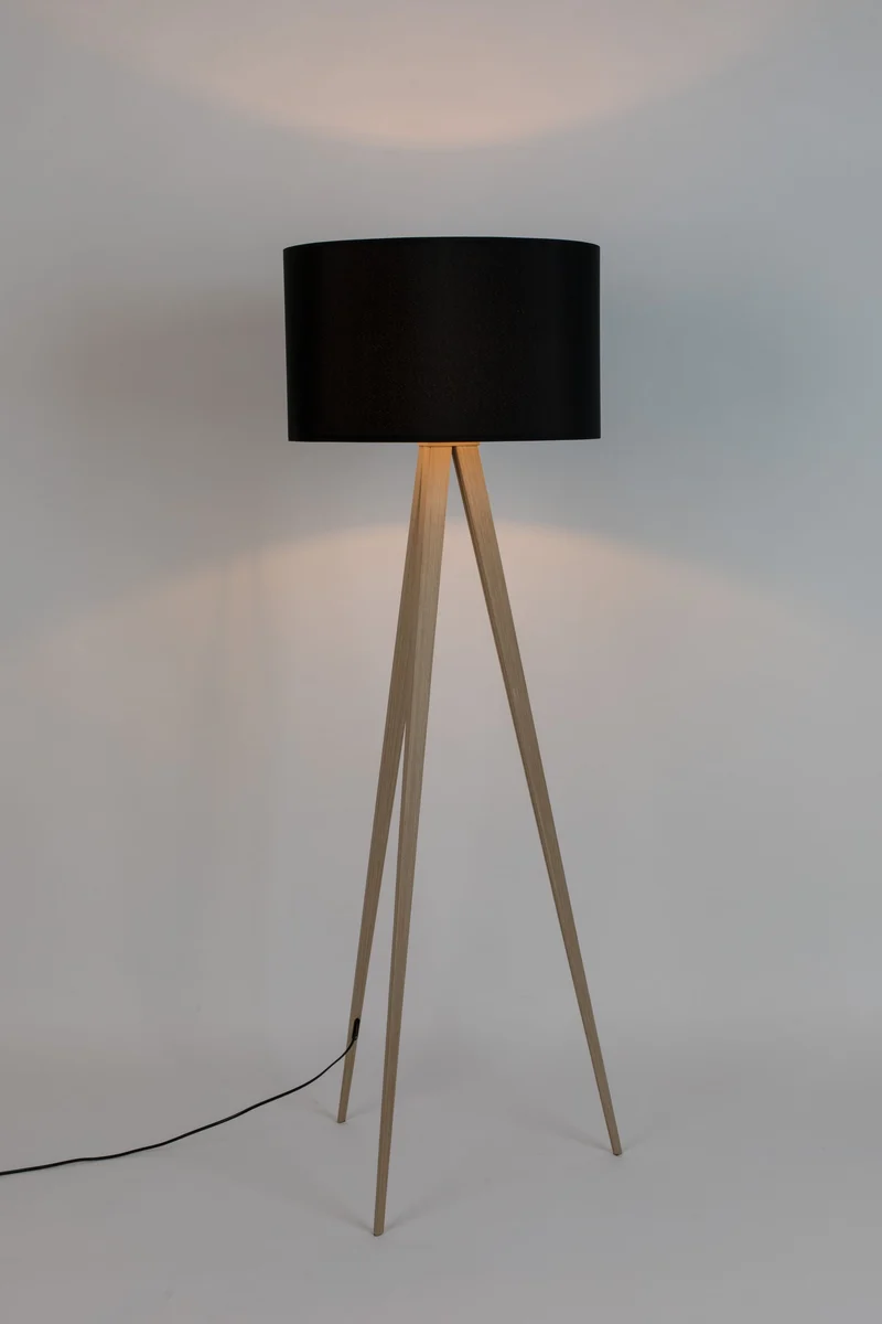 Zuiver Stehleuchte Tripod Wood – Schwarz, Metall, 50 × 50 × 151 cm