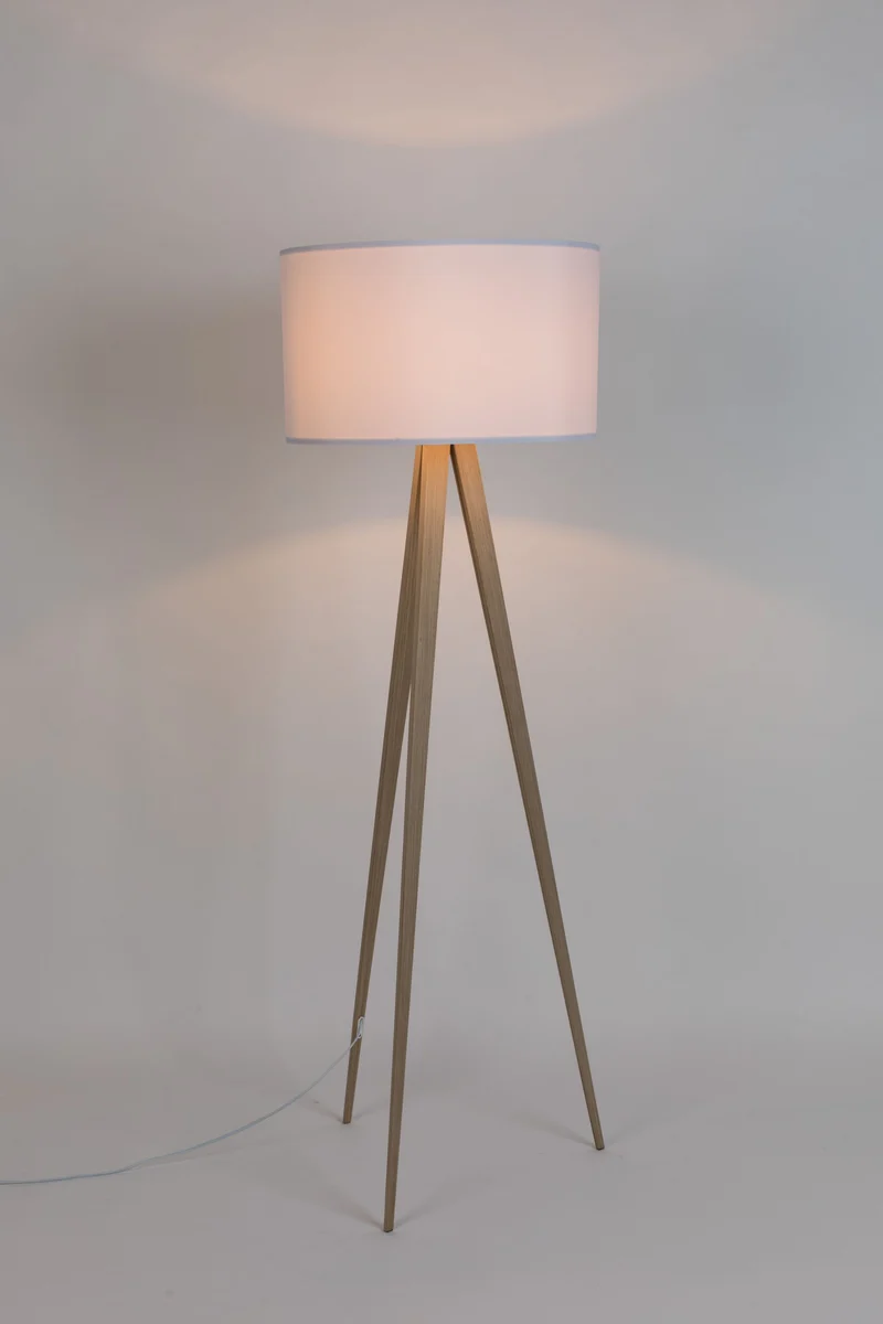 Zuiver Stehleuchte Tripod Wood – Weiß, Metall, 50 × 50 × 151 cm