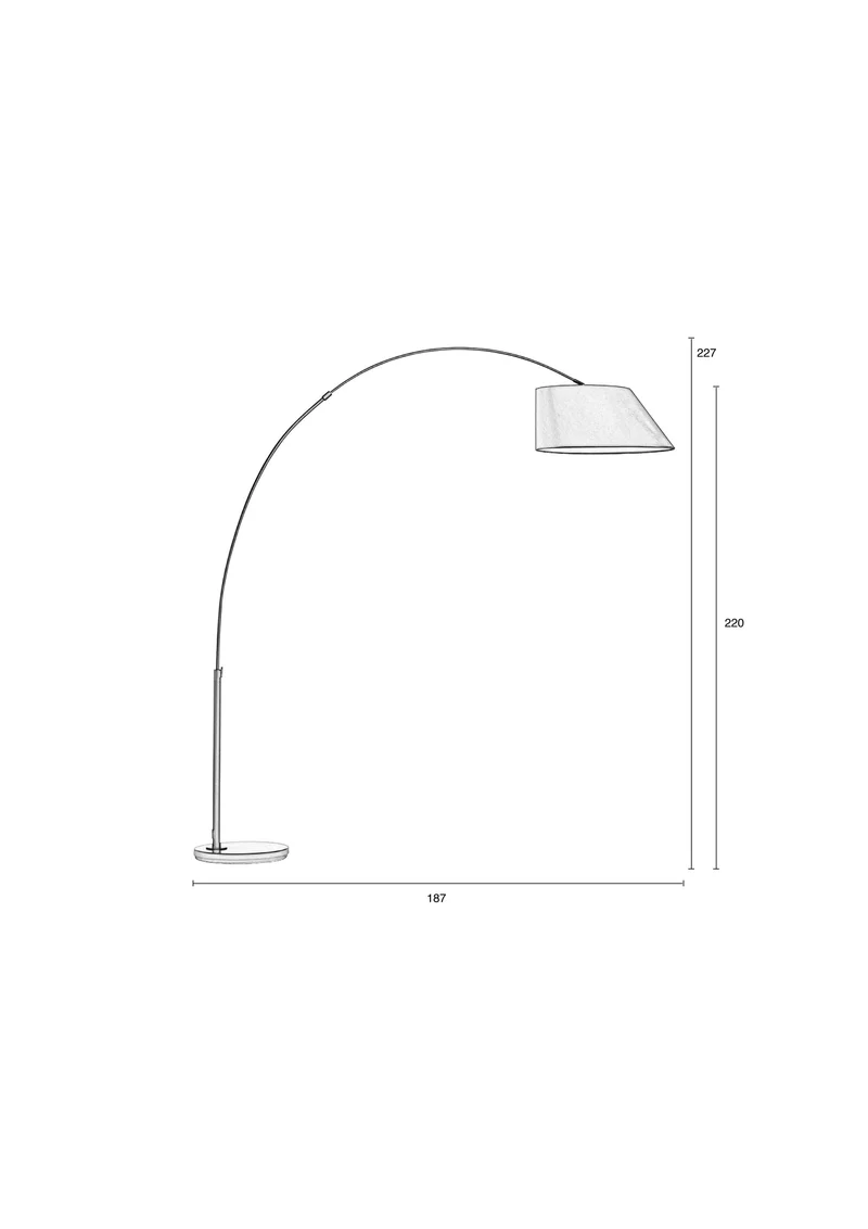 Zuiver Stehleuchte Arc – Weiß, Metall, 199,5 × 60 × 222,5 cm