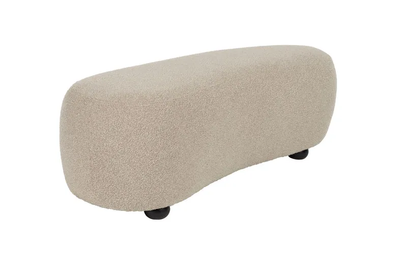 White Label Living Sitzbank Noxx – Beige, Polyester, 120 × 46 × 41 cm