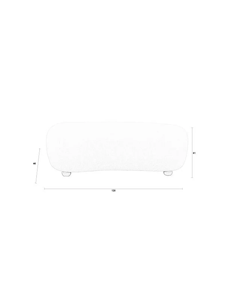White Label Living Sitzbank Noxx – Beige, Polyester, 120 × 46 × 41 cm