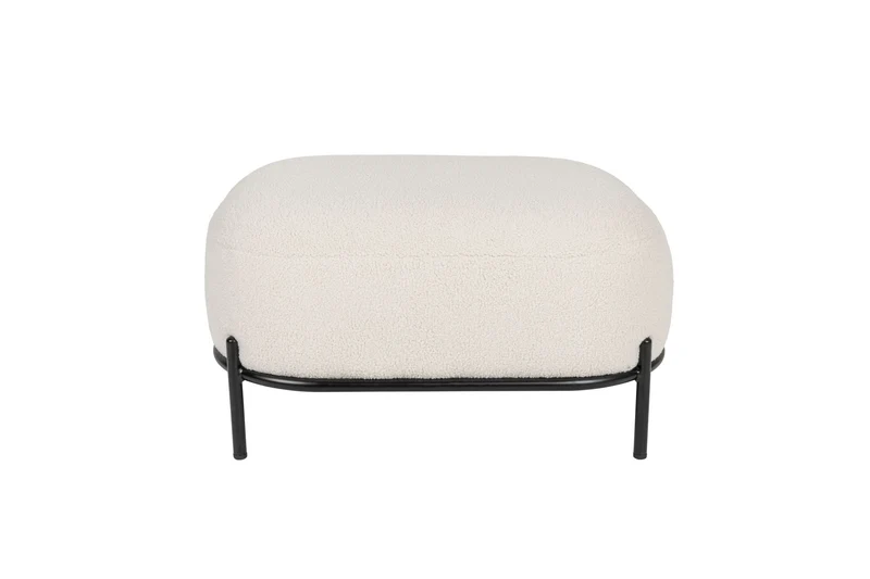 White Label Living Hocker Polly Teddy Ivory – Textil, 50,5 × 66 × 36 cm