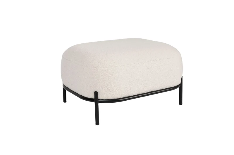 White Label Living Hocker Polly Teddy Ivory – Textil, 50,5 × 66 × 36 cm