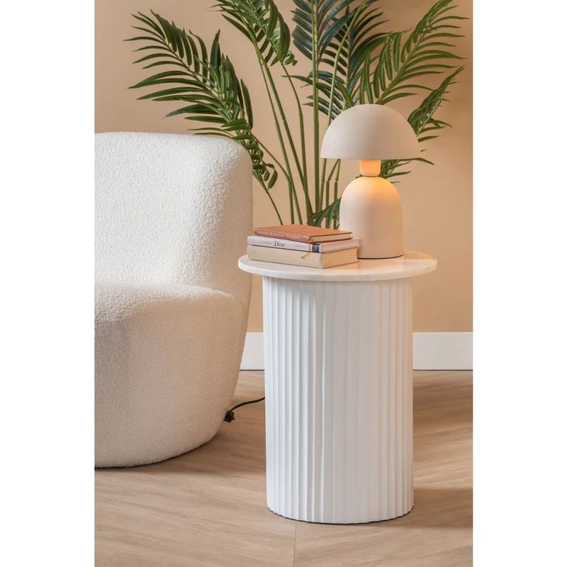 Leitmotiv Couchtisch Luscious Straight – Weiß, Marmor, Ø ca. 45 cm, Höhe ca. 50 cm