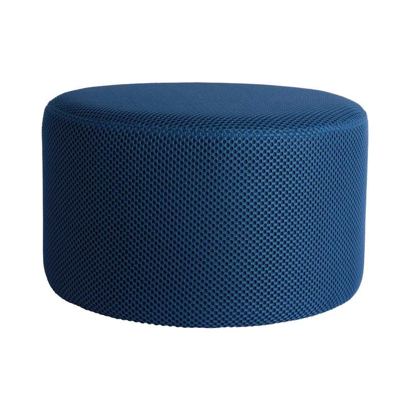 Leitmotiv Pouf Retro Mesh Round – Blau, Polyester, Ø ca. 50 cm, Höhe ca. 30 cm