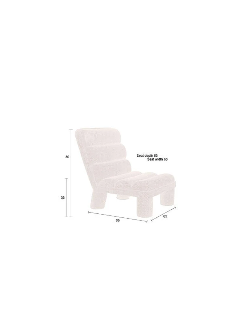 Dutchbone Loungesessel Fern – Beige, Polyester, 86 × 65 × 80 cm