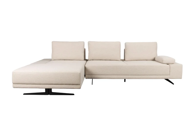 Dutchbone Sofa Shelly Off-White Left Chaise Longue – Polyester, 183,5 × 308 × 90 cm