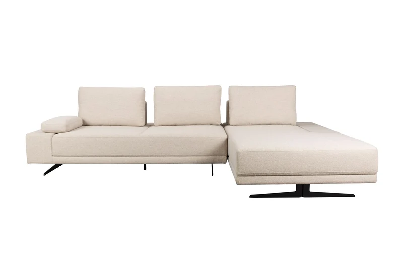 Dutchbone Sofa Shelly Off-White Right Chaise Longue – Polyester, 183,5 × 308 × 90 cm