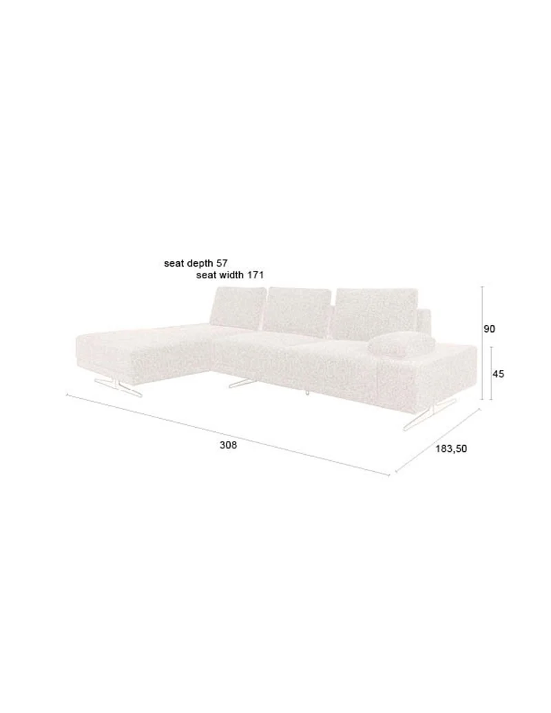 Dutchbone Sofa Shelly Cinnamon Left Chaise Longue – Braun, Polyester, 183,5 × 308 × 90 cm
