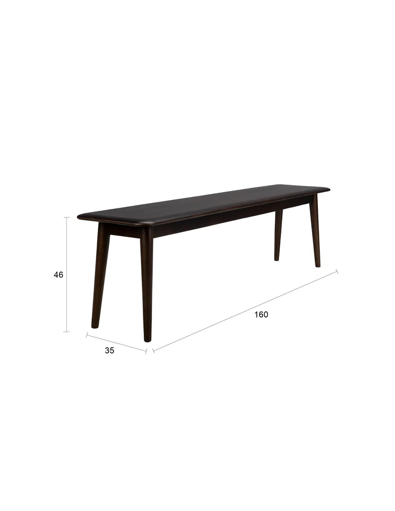 Dutchbone Bank Elroy – Braun, Gummibaumholz, 35 × 160 × 46 cm