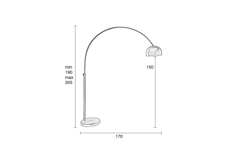 Zuiver Stehleuchte Metal Bow – Schwarz, Metall, 158 × 39 × 190 cm