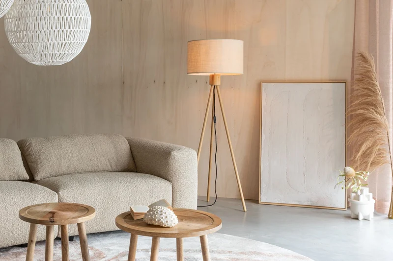 Zuiver Stehleuchte Fan Bamboo – Weiß, 50 × 50 × 155 cm
