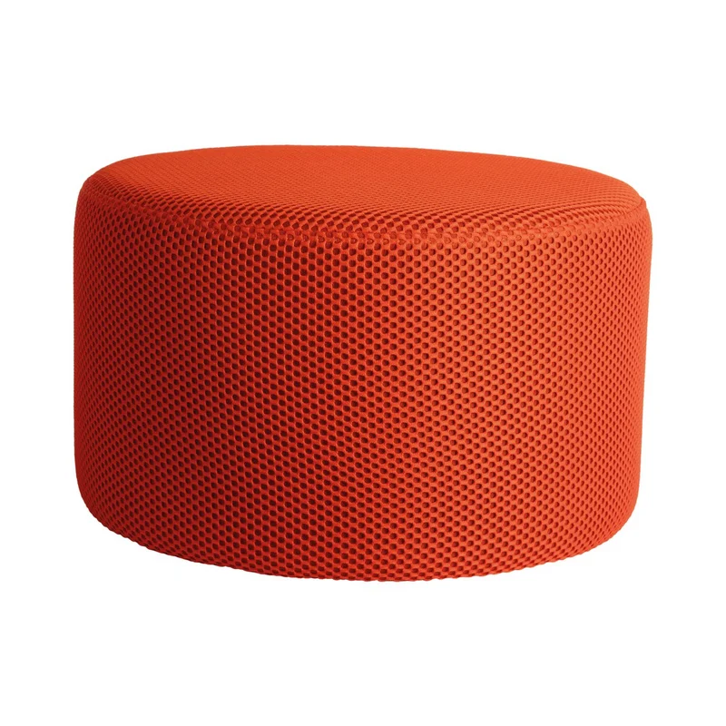 Leitmotiv Pouf Retro Mesh Round – Orange, Polyester, Ø ca. 50 cm, Höhe ca. 30 cm