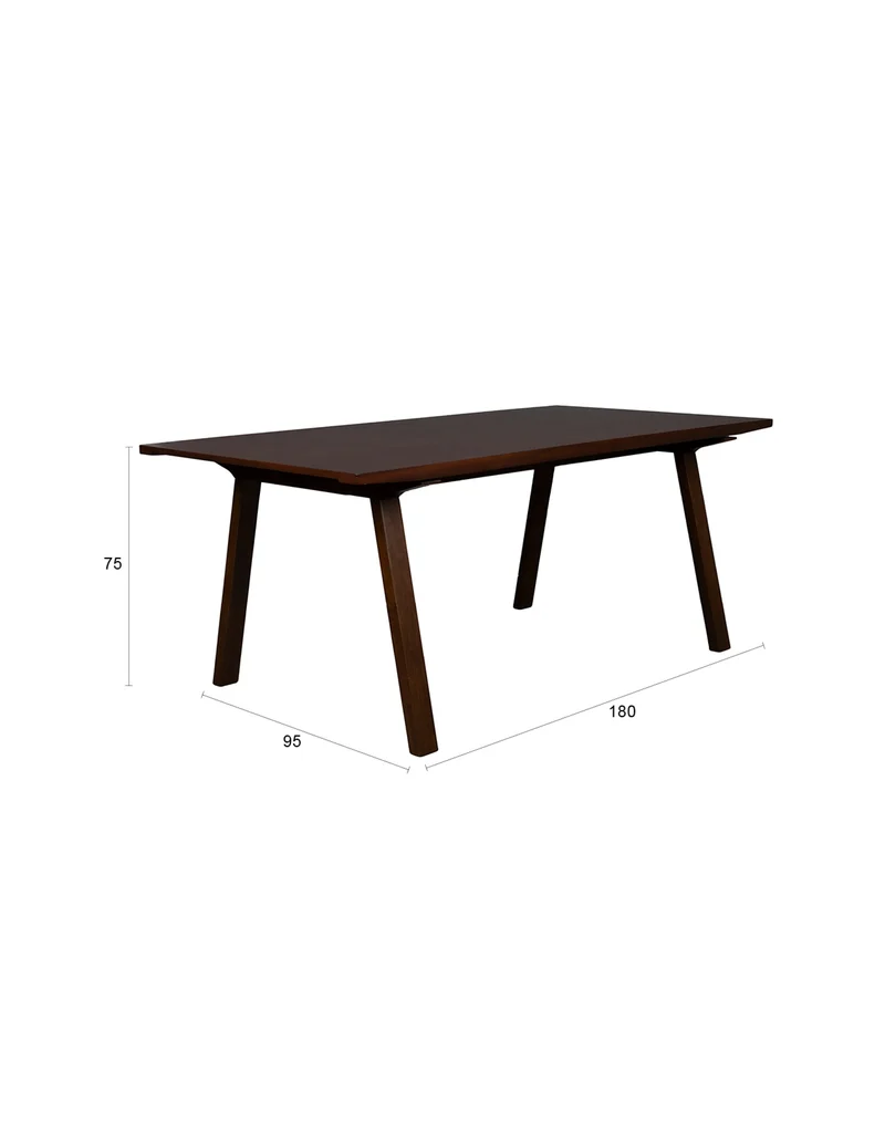 Dutchbone Esstisch Adamello 180 × 95 cm – Braun, Eschenfurnier