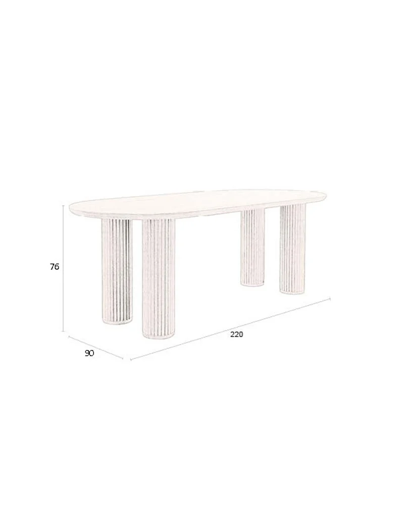 Dutchbone Esstisch Dean – Braun, Massives Eichenholz, 220 × 90 × 76 cm