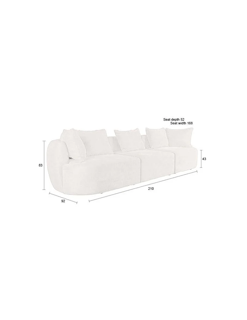 Dutchbone Sofa Rocca 4,5-Sitzer Latte – Stoff, 92 × 250 × 83 cm