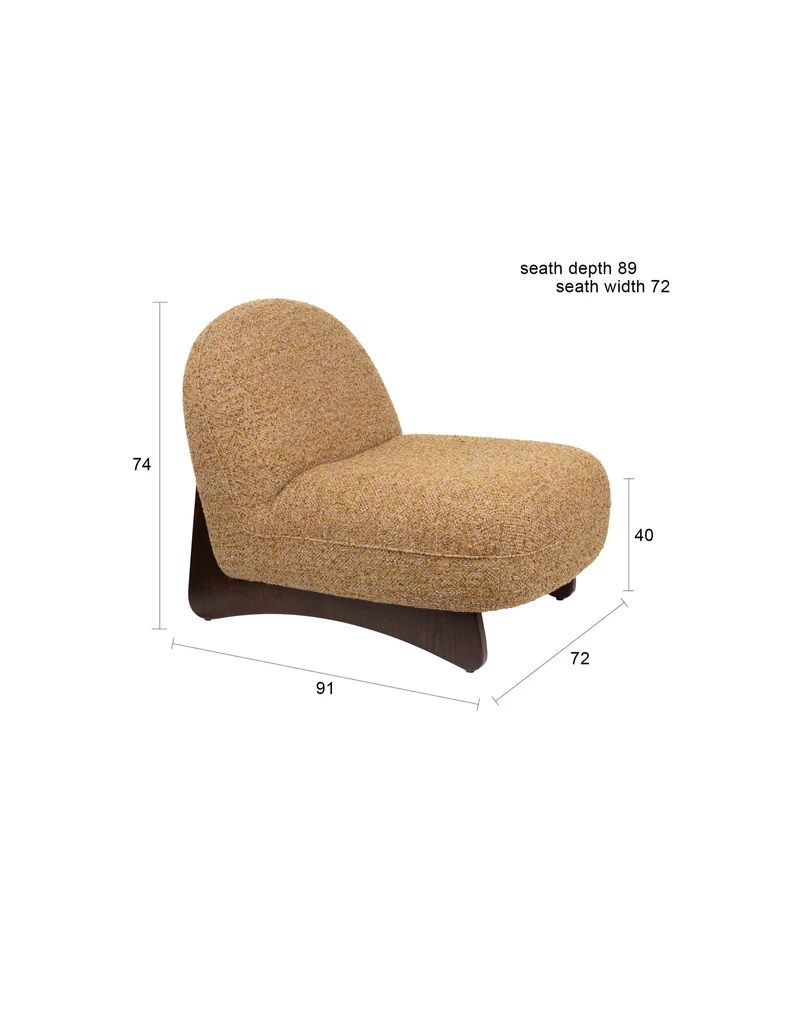 Dutchbone Loungesessel Loom – Braun, Polyester, 91 × 72 × 74 cm