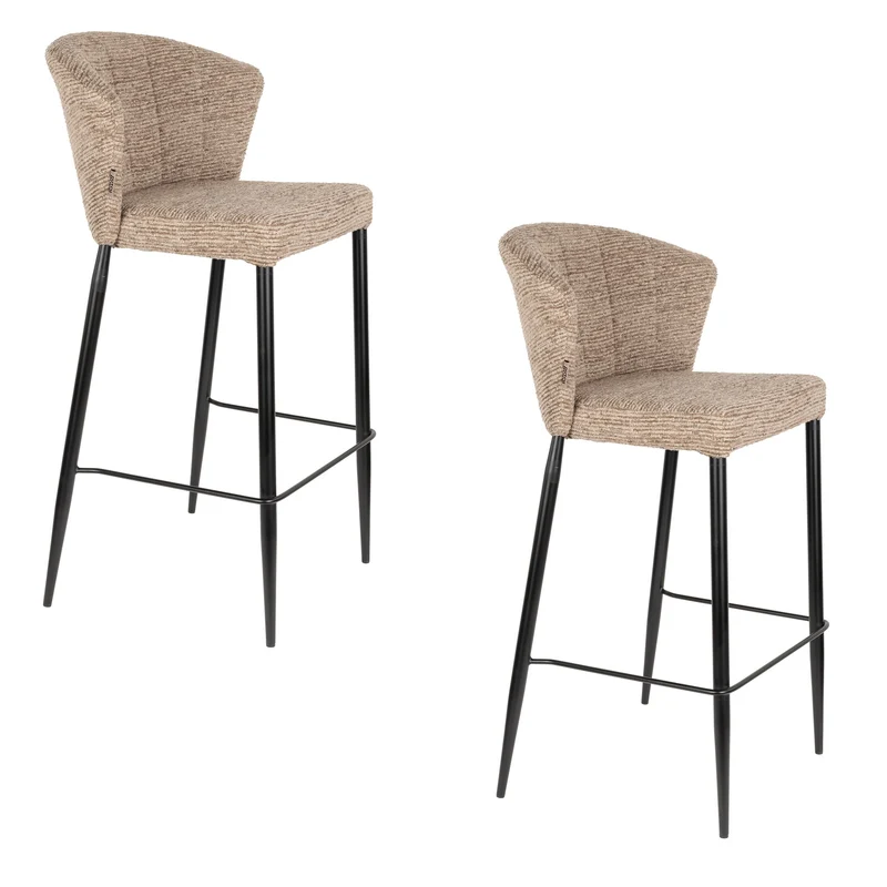 Dutchbone Tresenstuhl Georgia Soft – Braun, Sperrholz, 53,5 × 101 cm, 2er-Set
