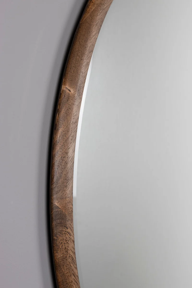 Dutchbone Spiegel Gale – Braun, Gummibaumholz, 80 × 80 × 3 cm