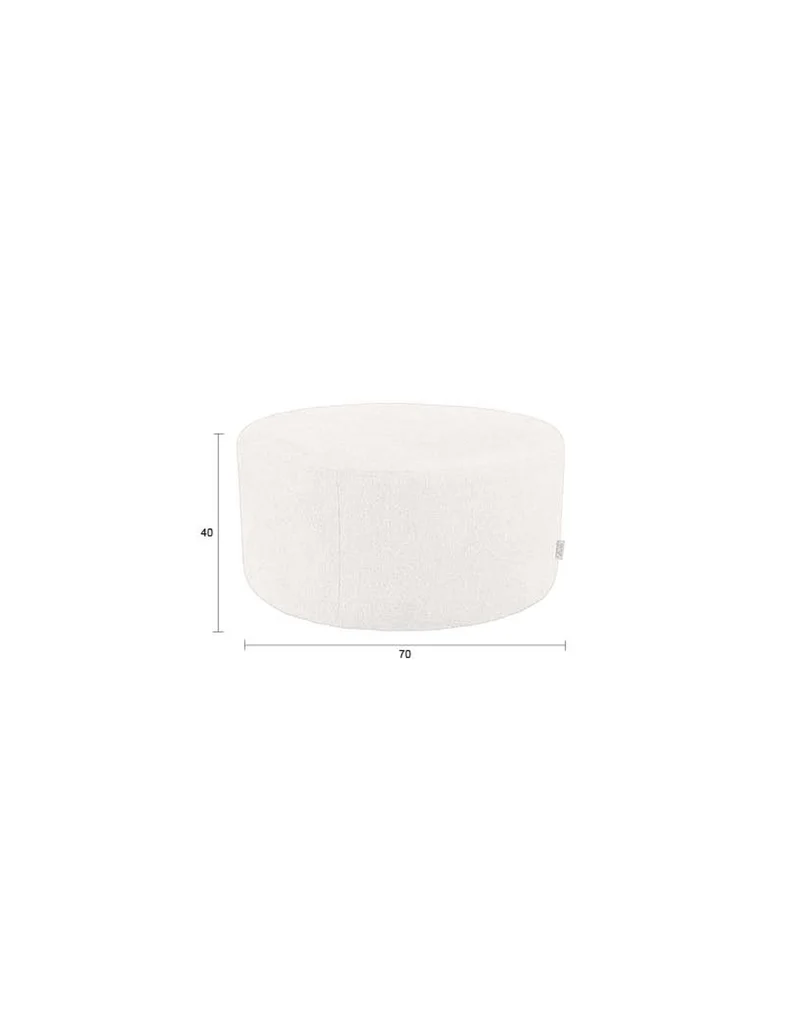 Dutchbone Pouf Rocca Latte – Stoff, 70 × 70 × 40 cm