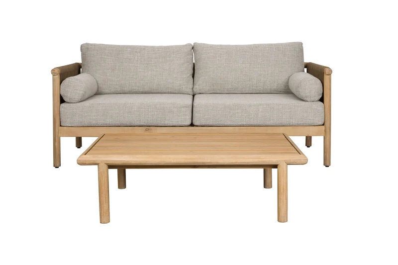 Dutchbone Lounge-Set Outdoor- Oasis (Sofa + Couchtisch) – Beige, Stahl, 84 × 190 × 84,5 cm