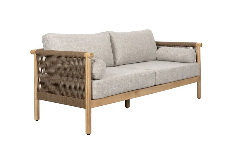 Dutchbone Lounge-Set Outdoor- Oasis (Sofa + Couchtisch) – Beige, Stahl, 84 × 190 × 84,5 cm