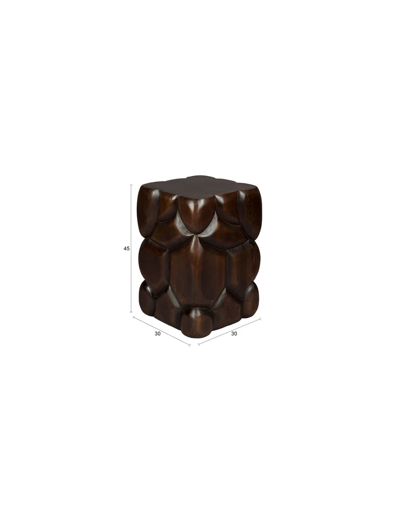 Dutchbone Hocker Brooklyn – Braun, Mangoholz, 30 × 30 × 45 cm