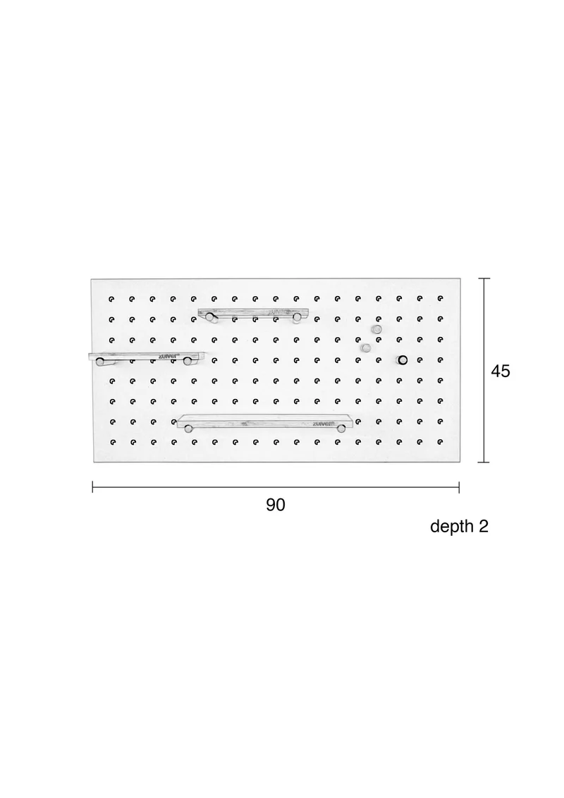 Zuiver Regal Pegboard Bundy – Weiß, 2 × 90 × 45 cm