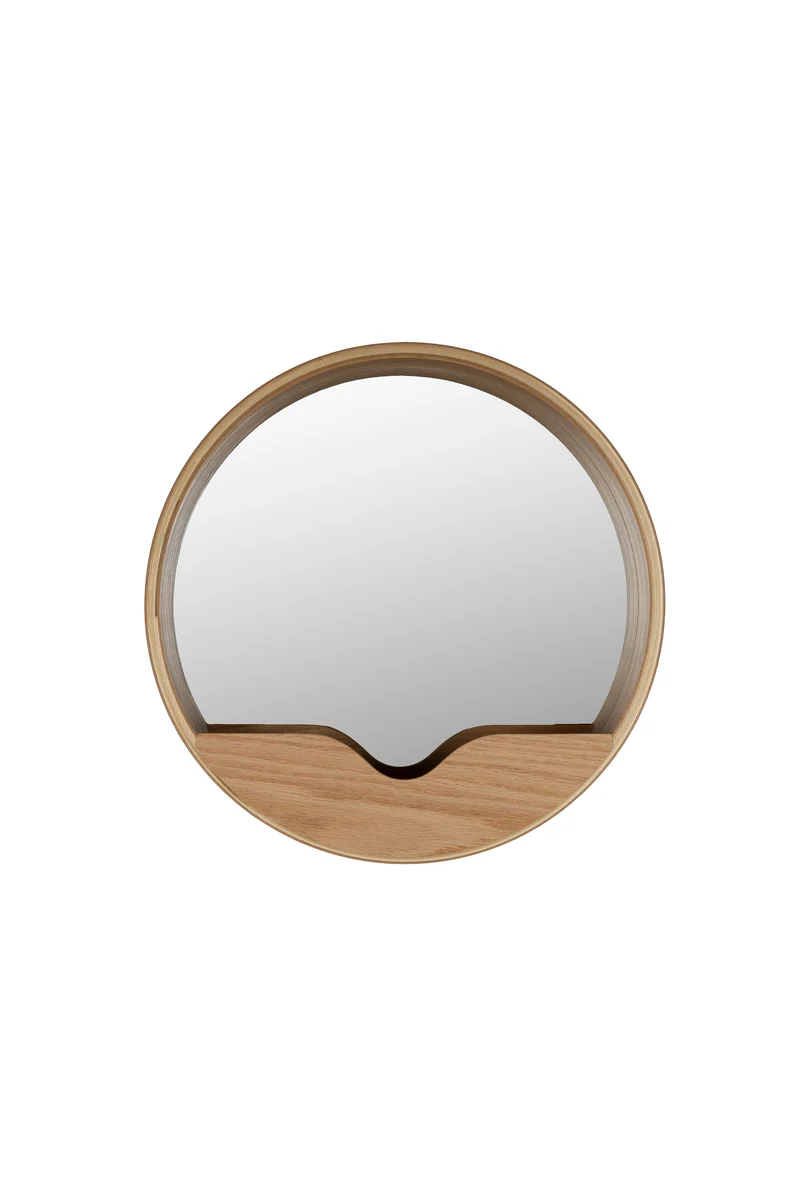 Zuiver Spiegel Round Wall 40 – Braun, Eichenfurnier, 40 × 40 × 8 cm