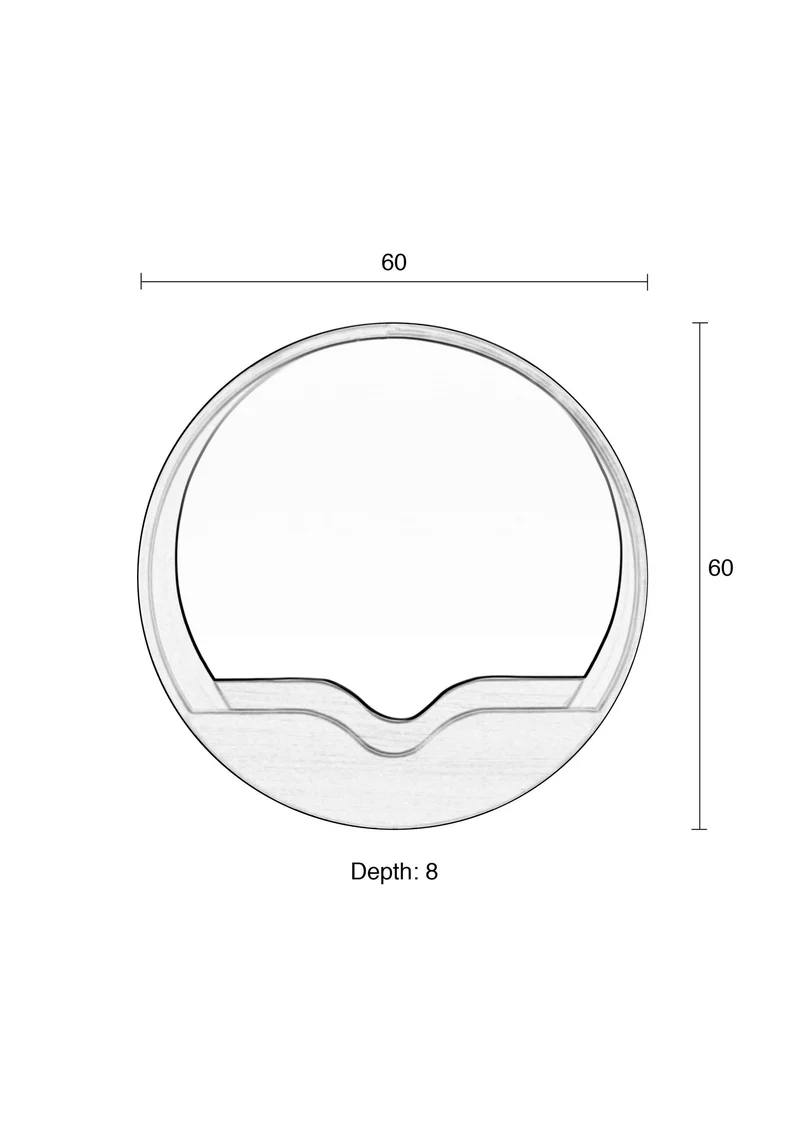 Zuiver Spiegel Round Wall 60 – Braun, Eichenfurnier, 60 × 60 × 8 cm