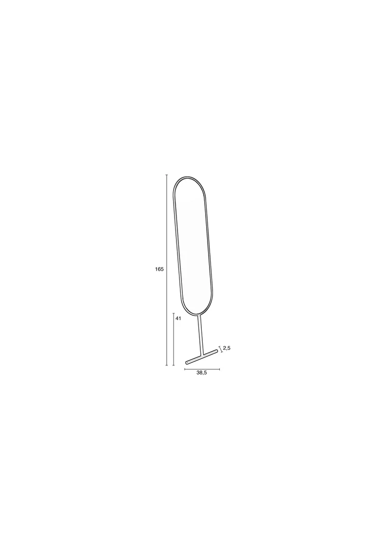 Zuiver Spiegel Tess – Schwarz, Stahl, 165 × 38,5 × 2,5 cm