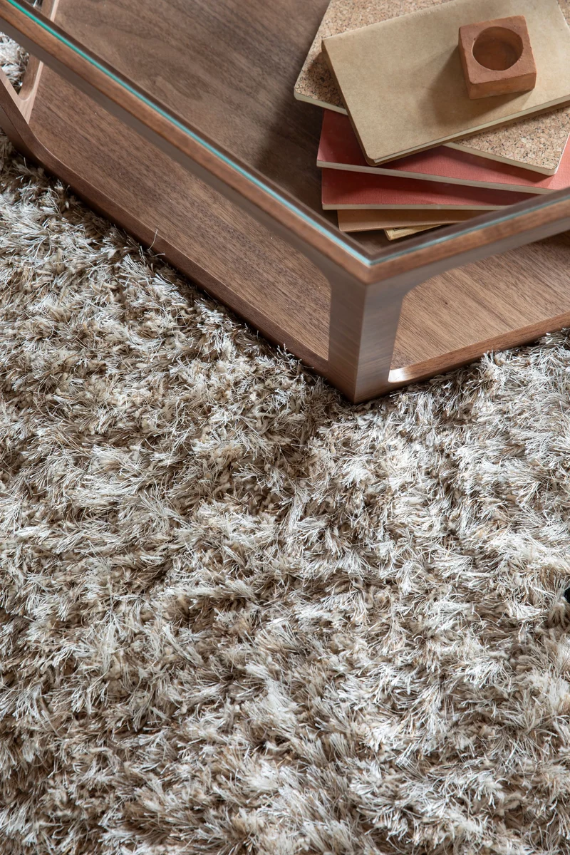 Dutchbone Teppich Hairy 200 × 290 cm – Beige, Wolle