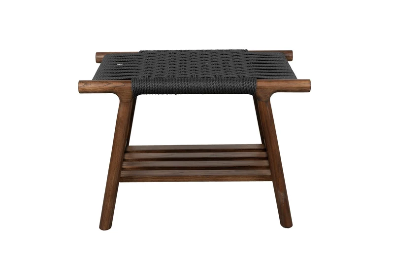 Dutchbone Hocker Kintaro – Nussbaum, Massives Eichenholz, 35 × 60 × 43 cm