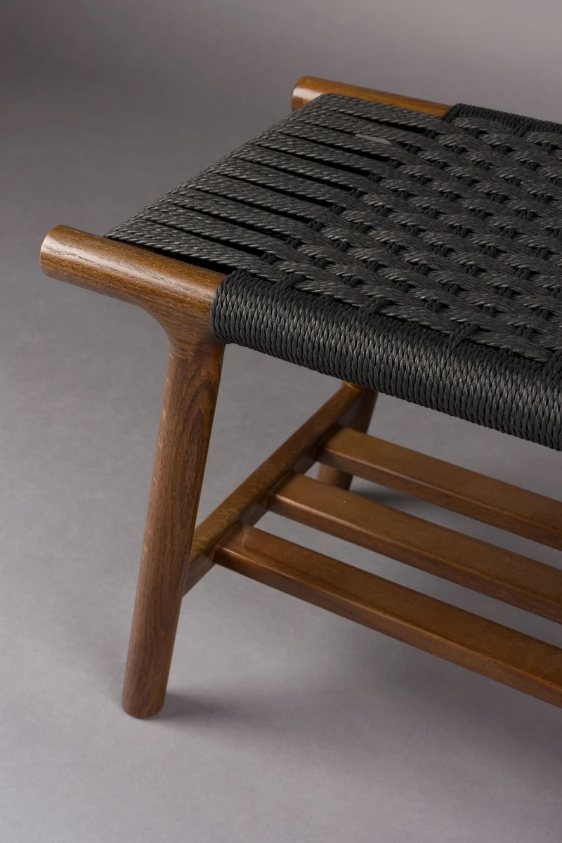 Dutchbone Hocker Kintaro – Nussbaum, Massives Eichenholz, 35 × 60 × 43 cm
