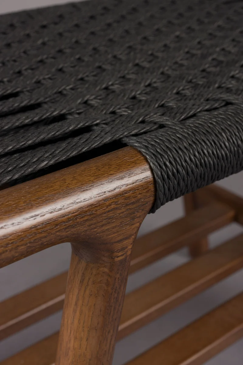 Dutchbone Hocker Kintaro – Nussbaum, Massives Eichenholz, 35 × 60 × 43 cm