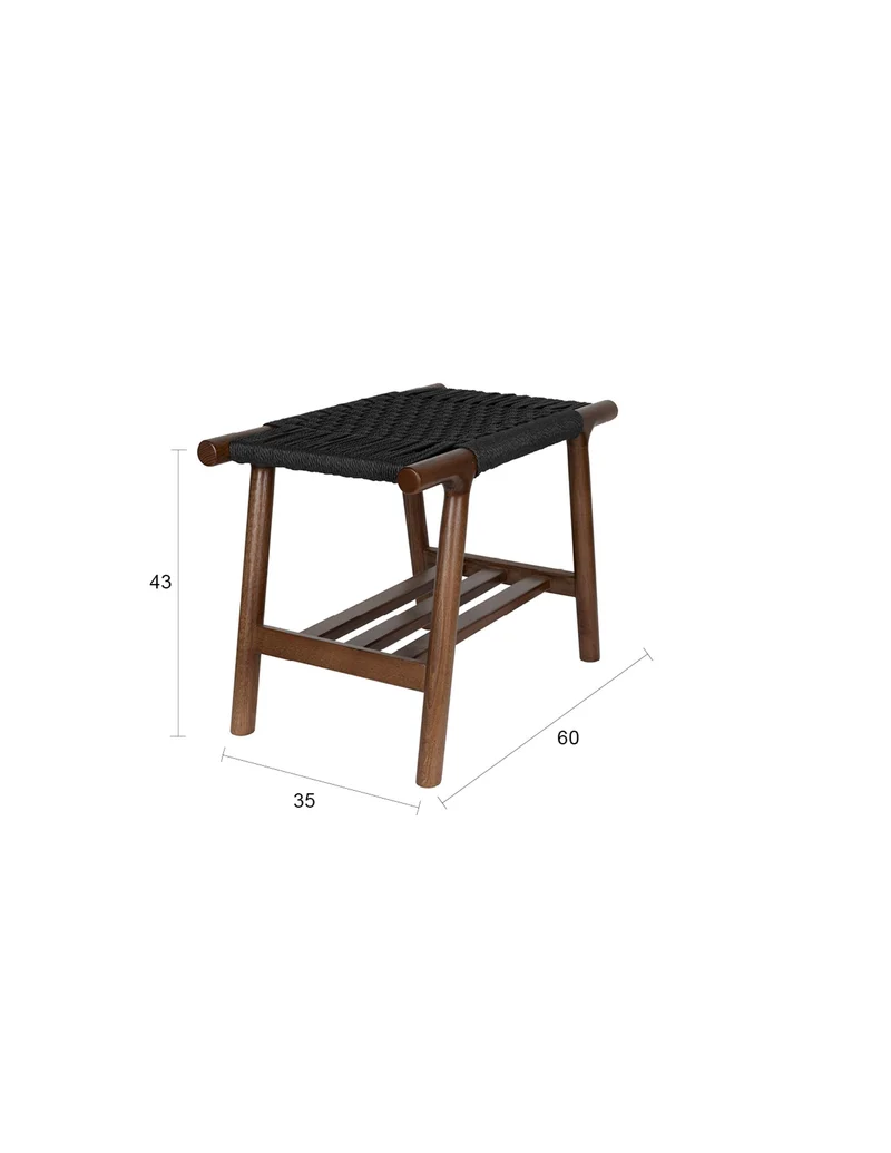 Dutchbone Hocker Kintaro – Nussbaum, Massives Eichenholz, 35 × 60 × 43 cm