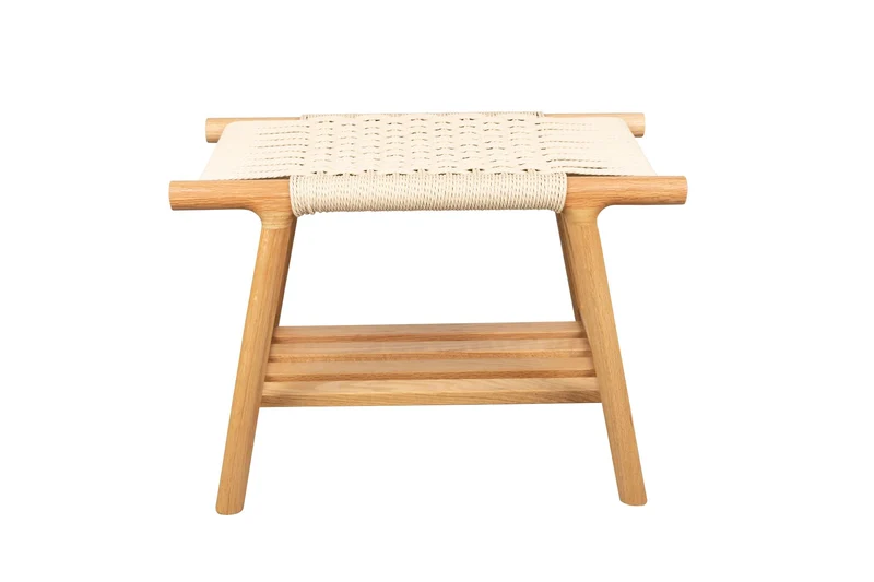 Dutchbone Hocker Kintaro – Natur, Massives Eichenholz, 35 × 60 × 43 cm
