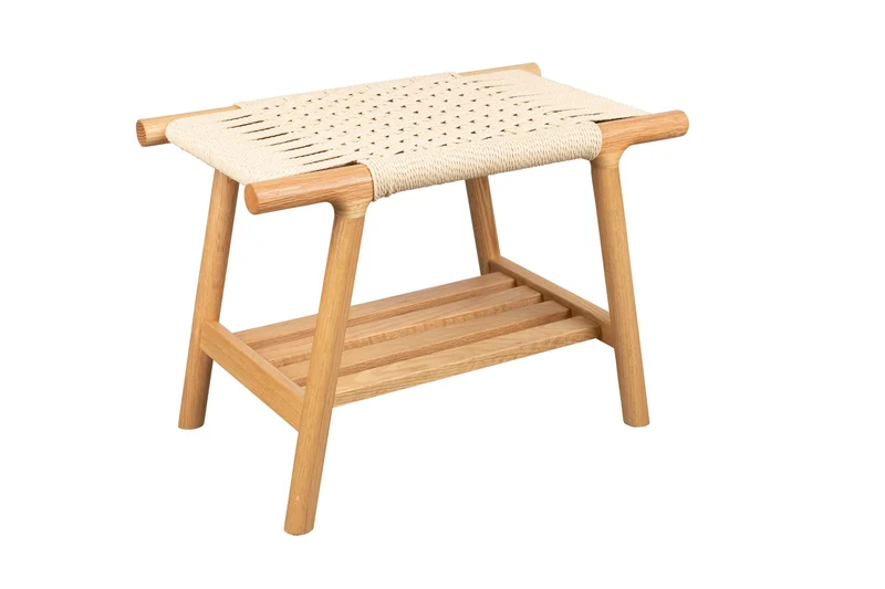 Dutchbone Hocker Kintaro – Natur, Massives Eichenholz, 35 × 60 × 43 cm